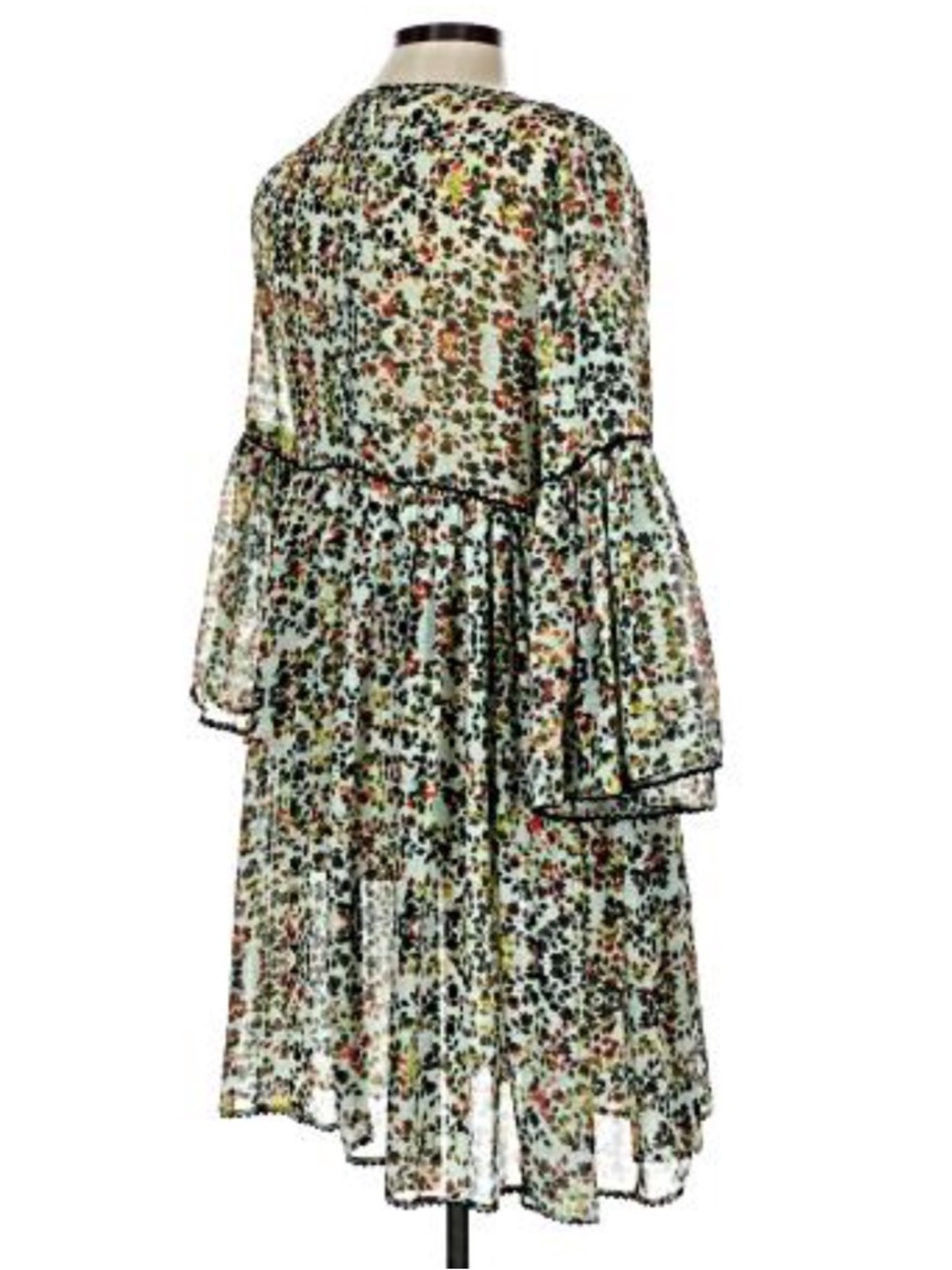 Bhanu by Jyoti Floral Sheer Dress Bell Sleeve Boho Romantic Size 10 - Picture 4 of 10